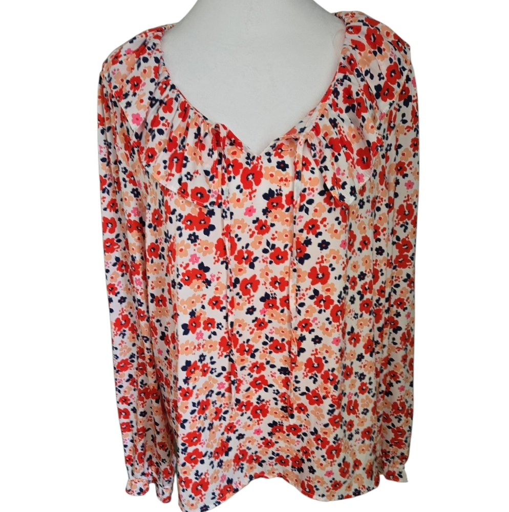 Croft & Barrow Red Ruffled Blouse - Picture 8 of 8